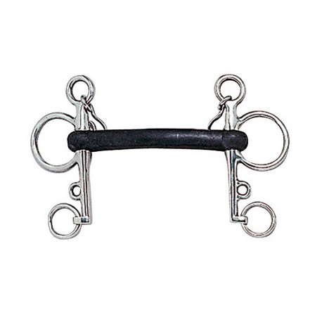 Bocado Pelham goma dura inox.