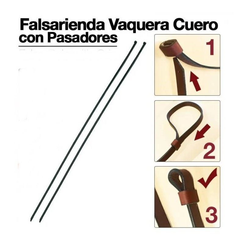 Falsarienda Vaquera Cuero Con Pasadores