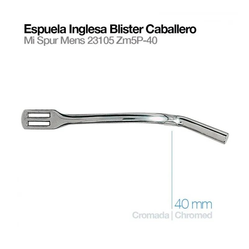 Espuela inglesa blister. Caballero (gallo largo 40mm.)