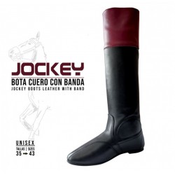 Bota Jockey Cuero Con Banda