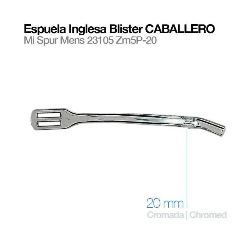 Espuela inglesa blister. Caballero (gallo medio 20mm.)