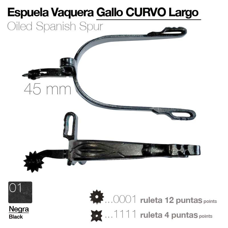 Espuela Vaquera Gallo Curvo Largo