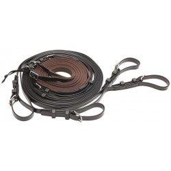 Riendas dobles S-GRIP para conduccion PONY / MARRON/NEGRO